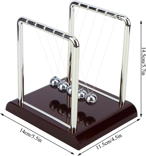 Vista 4 de Square Shape Balance Pendulum Ball Toy, Newton Cradle with Solid Metal Balls, Physics Toy for Office Desk Table Decoration, Stress Relief Gift