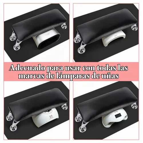 Vista 3 de Reposabrazos para uñas acrílicas con tapete de mesa para uñas, cojín de descanso para manos de cuero de microfibra para uñas, almohada suave