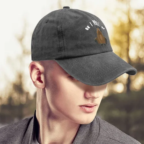 Vista 4 de devor Baseball Cap Ok I Pull Up Dad Hat for Men Funny Denim Hat Adjustable