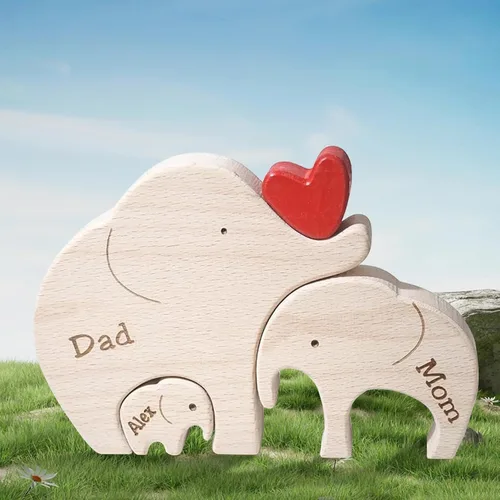 Vista 17 de Rompecabezas de madera personalizado con nombres familiares de 2 a 8, rompecabezas de madera de gato, rompecabezas de madera personalizable