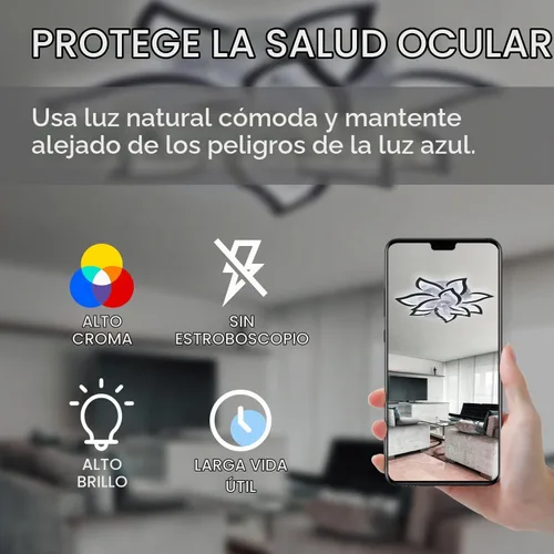 Vista 4 de Ventiladores de techo de 32 pulgadas con luces y control remoto, moderno ventilador de techo de montaje empotrado con luz LED regulable, 3