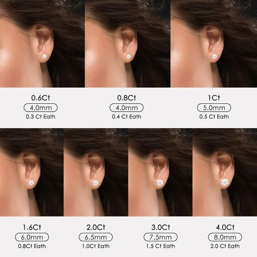 Vista 5 de Diamond Stud Earrings for Women Men Gifts for Wife Soulmate Mom Girlfriend Moissanite Earrings 0.8CT-4Ct Anniversary Jewelry Present for Wife
