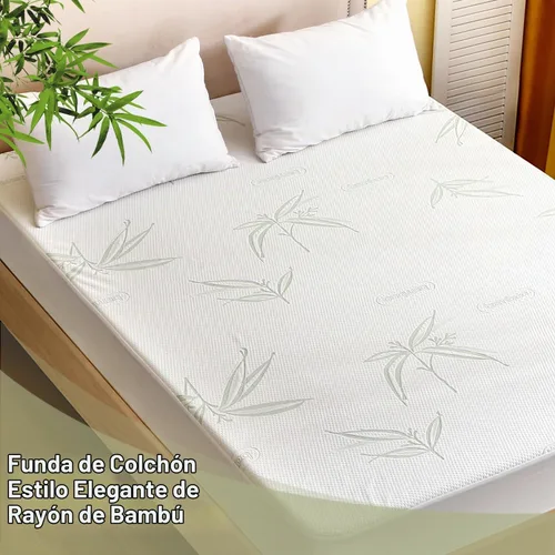 Vista 5 de Protector de Colchón Twin Impermeable, Funda Protectora de Colchón Lavable de Rayón de Bambú, Cubrecolchón Transpirable y Silencioso con Elástico