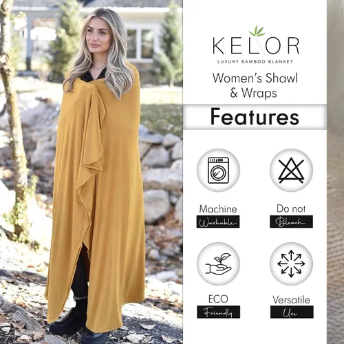 Vista 42 de K E L O R Luxury Cooling Travel Blanket - Stretchy, Lightweight Soft & Breathable Shawl Wraps for Women