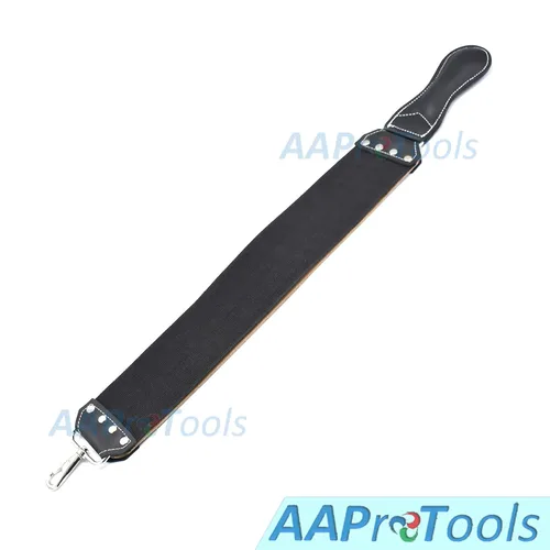 Vista 3 de Leather Strop - Piel de vaca de 3 x 20 pulgadas, correas dobles con clip giratorio. Es una gran adición para cualquier afeitado recto