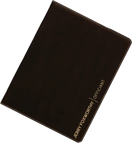 Vista 9 de Customized Leatherette Notepad Portfolio. Personalized Engraved Padfolio. Engraved Simple Notepad (Black & Gold)
