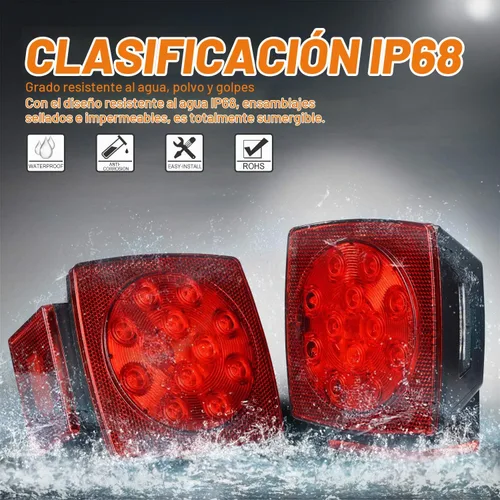 Vista 5 de WoneNice - Kit de luz trasera LED sumergible para remolque de barco y cableado, función combinada de parada, luces traseras/de circulación, giro