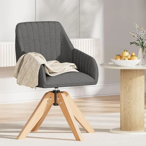 Vista 10 de Furniliving Silla Giratoria de Acento Moderna de Mediados de Siglo para Sala de Estar, Silla de Escritorio de Madera con Brazos, Sillas con Brazos