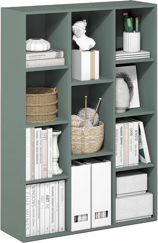 Vista 38 de Furinno PASIR - Estantería de libros de 2 niveles, estantería moderna de 9 x 12 x 21, estanterías abiertas para sala de estar, dormitorio, oficina