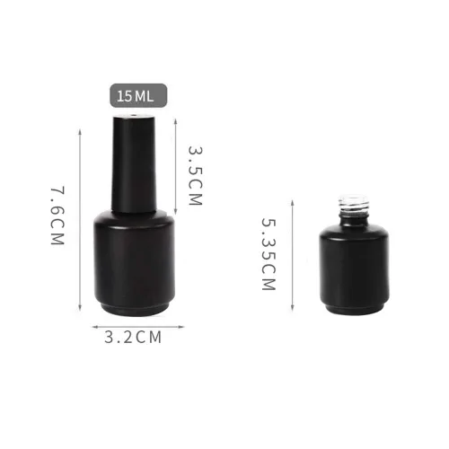 Vista 5 de ConStore 10 frascos de esmalte de uñas con tapa de cepillo negro, recipientes de almacenamiento para muestras de arte de uñas, herramientas