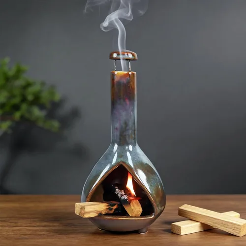 Vista 12 de MOUGIGI Porta Incienso Artesanal de Palo Santo - Quemador de Incienso Cerámico - Tamaño Compacto para Espacio de Meditación - Quema Palo Santo
