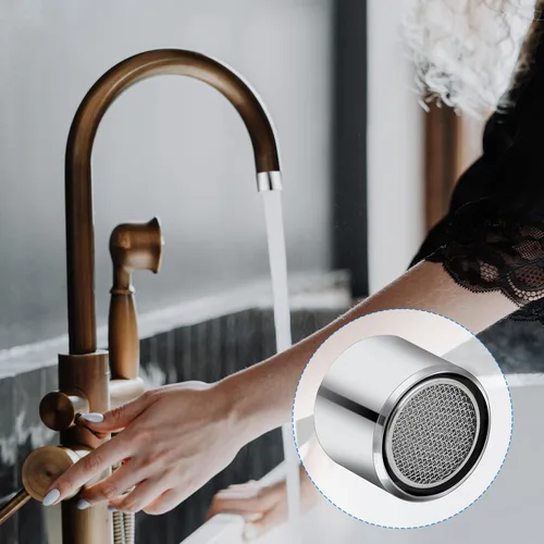 Vista 3 de 4 piezas de filtro de fregadero de baño aireador de grifo de cocina con carcasa de latón rosca hembra 55/64 pulgadas aireador para fregadero filtro