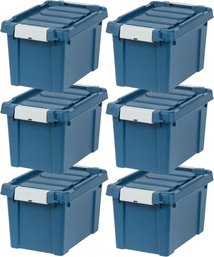 Vista 16 de IRIS USA - Contenedores de almacenamiento con tapa de 3 galones con candado, paquete de 5 - Fabricados en EE. UU., contenedores resistentes
