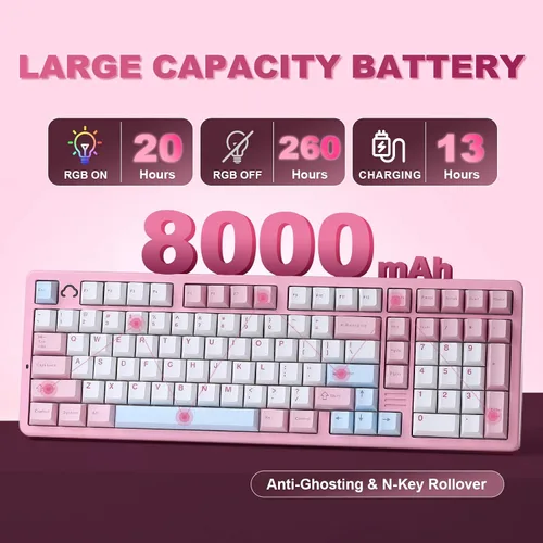 Vista 8 de YUNZII AL98 QMKVIA - Teclado mecánico inalámbrico para juegos, aluminio completo, BT2.4GUSB-C, montaje de junta intercambiable en caliente
