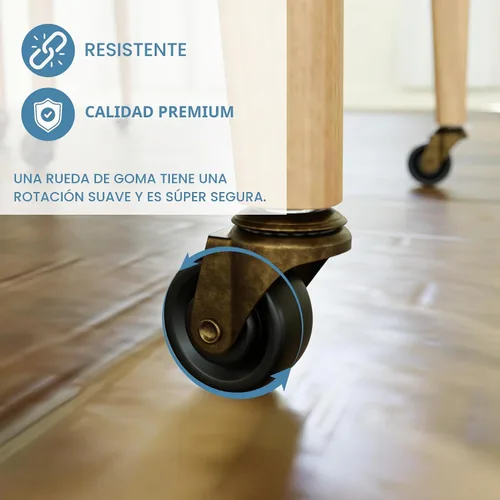 Vista 3 de Ruedecillas de latón antiguo con ruedas de goma de vástago de 1-5/8" para repuesto de sillas, sofás, cómodas Rodillos de muebles vintage