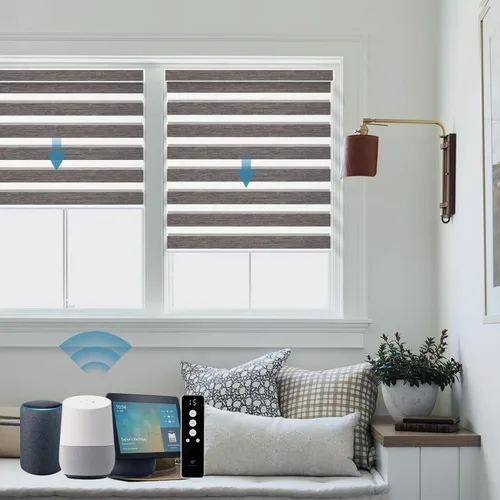 Vista 13 de SmartWings - Persianas motorizadas de cebra con control remoto, persianas de filtrado de luz inteligentes y semitransparentes para ventanas