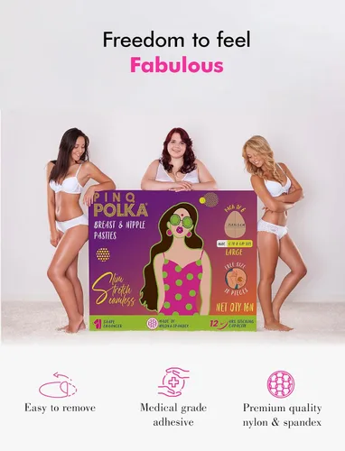 Vista 4 de PINQ POLKA Breast Lift Tape Pasties – 3 Pairs Adhesive Invisible Boob Tape for Saggy Breasts & 10 Seamless Nipple Covers