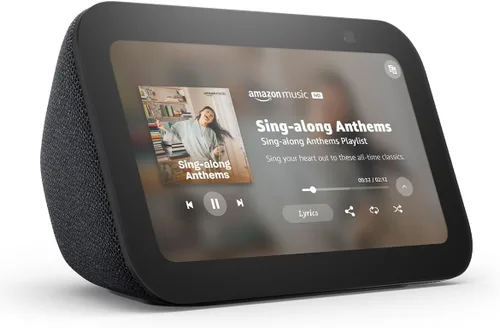 Vista 2 de Amazon Echo Show 5 (modelo más reciente), Pantalla inteligente con 2x bajo y sonido claro, Carbón