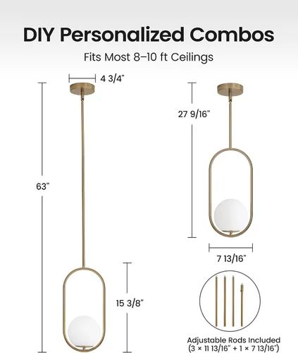 Vista 3 de Yunnix Lámparas colgantes para isla de cocina, lámparas colgantes, moderna lámpara colgante de cristal de bronce champán, lámpara de mediados