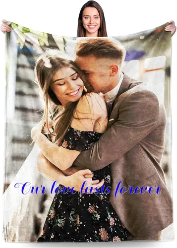 Vista 13 de Regalos personalizados para novio, novia, regalo personalizado para marido y esposa, mantas personalizadas con imágenes, manta de fotos