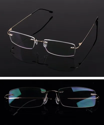 Vista 20 de Agstum Titanium Alloy Flexible Rimless Hinged Frame Optical Eyeglasses Frames