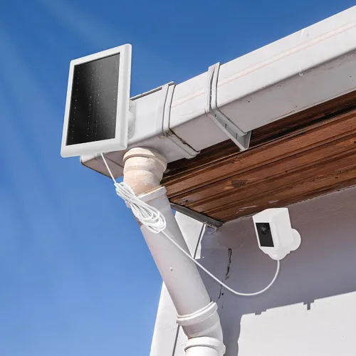 Vista 3 de Cargador de panel solar para batería de cámara de anillo, compatible con Ring Spotlight Cam/Stick Up Cam, uso al aire libre, 2 unidades, cable