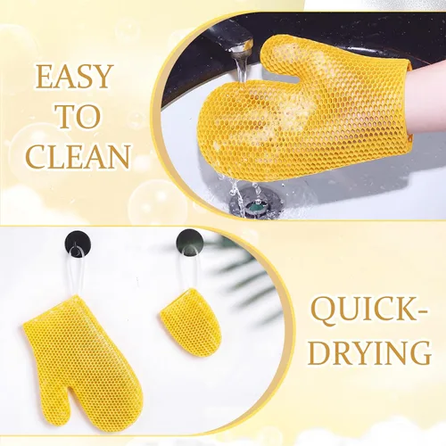 Vista 6 de Karenhi 2 Pcs Honeycomb Exfoliating Glove Set Exfoliating Bath Mitt Honeycomb Face and Body Scrubber Shower Mitt for Cleaning Body Shower Face Skin