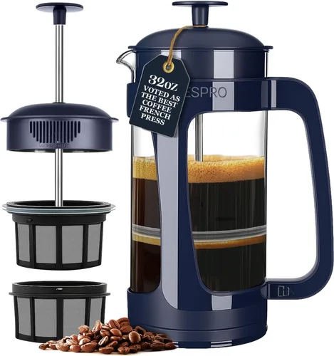 Vista 10 de ESPRO Light P3 - Cafetera de prensa francesa, microfiltro doble patentado para preparar sin arena, resistente al calor, prensa de café de vidrio