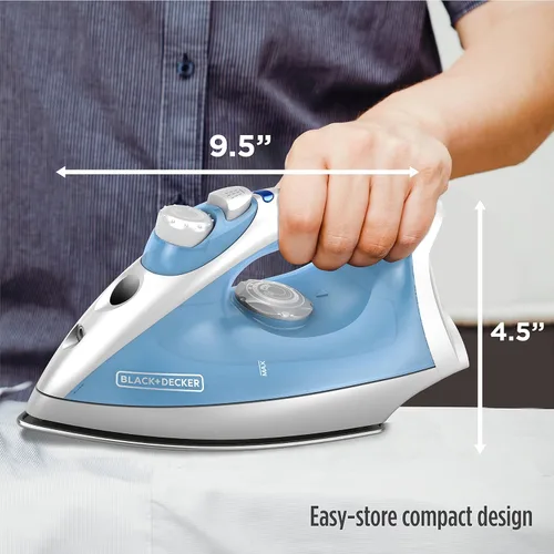 Vista 7 de Fácil plancha de vapor antiadherente BLACK+DECKER IR40V compacta con apagado automático y anti goteo