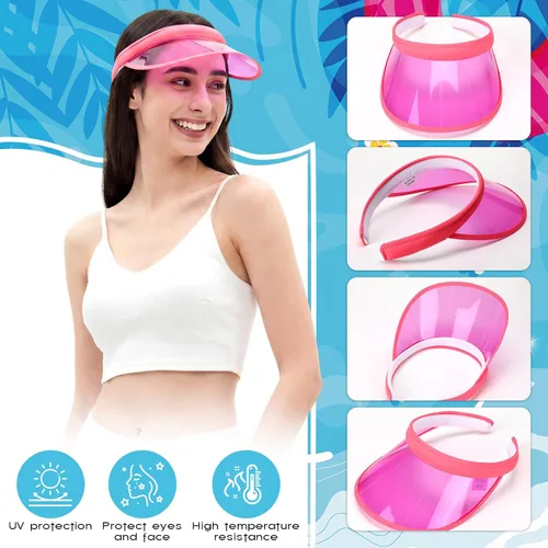 Vista 10 de Jiuguva Viseras de plástico unisex para el sol, gorra de póquer con protección UV para hombres y mujeres, deportes al aire libre, actividades