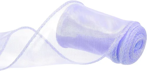 Vista 81 de MECCANIXITY - Cinta de organza con cable de 1 1/2" de ancho, brillante, transparente, con brillo irisado en tonos pastel, cinta de gasa para Beige