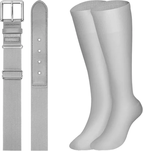 Vista 15 de XZQTIVE Conjunto combinado de calcetines de béisbol y softbol y cinturón de béisbol y sóftbol, calcetines de fútbol hasta la rodilla para niños