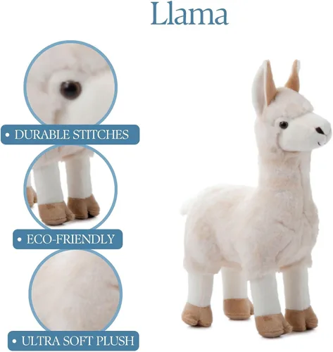 Vista 9 de The Petting Zoo Animal de peluche de llama, regalos para niños, animales salvajes del zoológico Onez, juguete de peluche de llama de 12 pulgadas