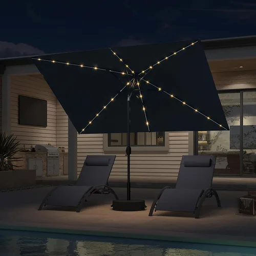 Vista 52 de PURPLE LEAF Sombrilla LED para patio y piscina, 5 x 8 pies, con base para Beige