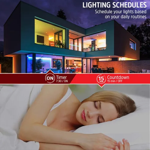 Vista 2 de Energizer Smart WiFi - Tira de luz LED regulable multicolor y blanco brillante de 6.5 pies