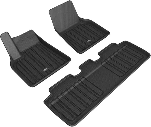 Vista 7 de 3D MAXpider Tapete elegante de ajuste personalizado (negro) compatible con Tesla Model Y 5-Seat 2020 - Juego completo