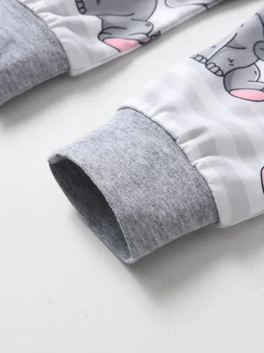 Vista 83 de Conjunto de 3 piezas de ropa de bebé recién nacido con estampado de manga larga + pantalones + sombrero