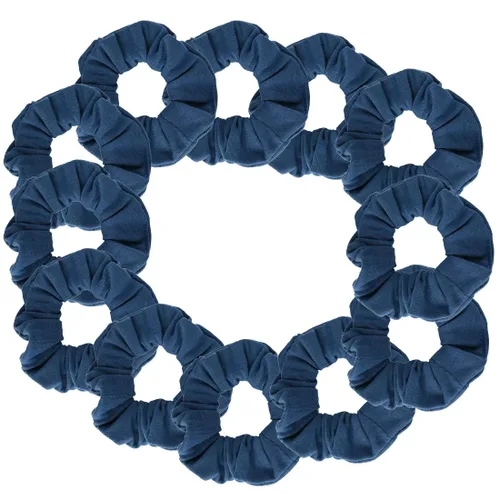 Vista 10 de Paquete de 12 ligas sólidas para el cabello (negro) One Dozen Matching Hair Ties, Soft Cotton Fabric, Gentle No-Crease Hold, Great for Teams