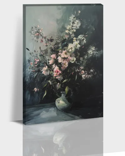 Vista 11 de Hzddty Lienzo de flores rojas de amapola para pared, pintura floral abstracta para paredes, imágenes de flores con estampado floral, decoración
