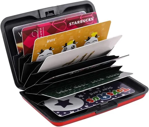 Vista 5 de Elfish.- Funda protectora de aluminio contra RFID, para tarjetas de crédito, carcasa rígida para tarjetas de presentación, cartera de metal