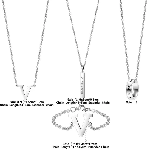 Vista 2 de N1 KPOP Bangtan - Juego de joyas para niños, V JUNGKOOK JIMIN JIN JHOPE SUGA RM, collar de acero de titanio, pulsera, anillo para fanáticos
