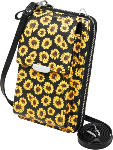 Vista 8 de KUKOO Small Crossbody Bag Cell Phone Purse Wallet with Credit Card Slots for Women A- Versión mejorada con cremallera gris