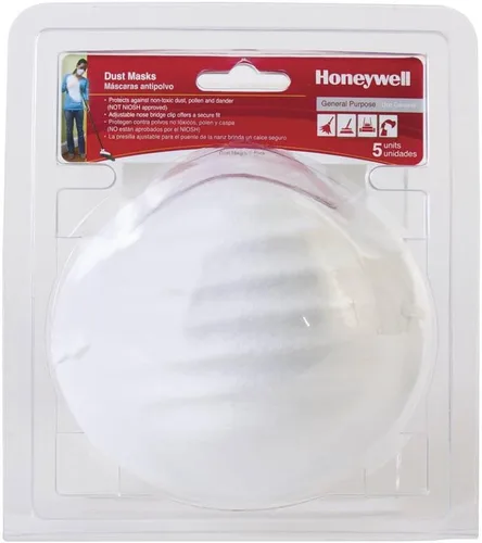 Vista 3 de Honeywell Mascarilla Antipolvo Desechable para Partículas Molestas, Paquete de 5 (RWS-54000)