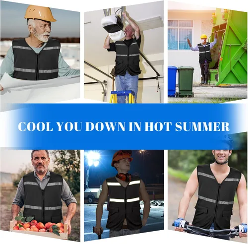 Vista 6 de Sukeen Chaleco de enfriamiento de hielo para hombres y mujeres, chaqueta reflectante para el trabajo en climas cálidos, deportes al aire libre