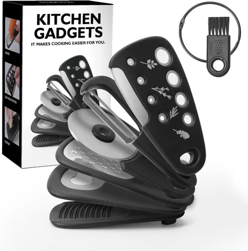 Vista 12 de 2 Pack Kitchen Gadgets Set 12 Pieces, Space Saving Cooking Tools Kitchen Accessories-Garlic Grinder, Cheese Grater, Vegetable Peeler, Pizza Cutter