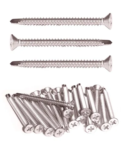 Vista 13 de Tornillos autoperforantes Phillips de cabeza plana de acero inoxidable #8 x 1, 410 tornillos de acero inoxidable con rosca completa de chapa