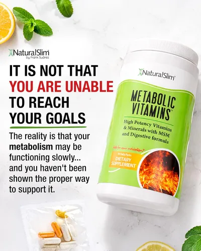 Vista 3 de NaturalSlim Vitaminas metabólicas, multivitamínico para mujeres y hombres, apoya la energía, el metabolismo y la absorción de nutrientes con enzimas