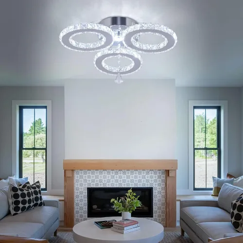 Vista 3 de Lámpara de techo LED con 3 anillas, color blanco frío