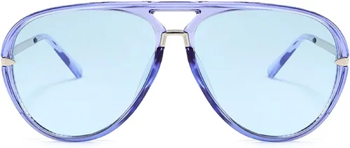 Vista 13 de Gafas de sol de gran tamaño de piloto para mujer, marco grande, gafas de sol de moda con marco de metal, sombras ovaladas Verde