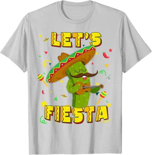 Vista 60 de Cinco De Mayo - Camiseta de regalo con sombrero de cactus Let's Fiesta, Negro, S